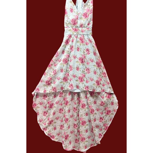 Rue 21- Women's Summer Sleeveless High Low Hem Ruffle-Floral Dress-Light Blue-XS - Picture 15 of 16